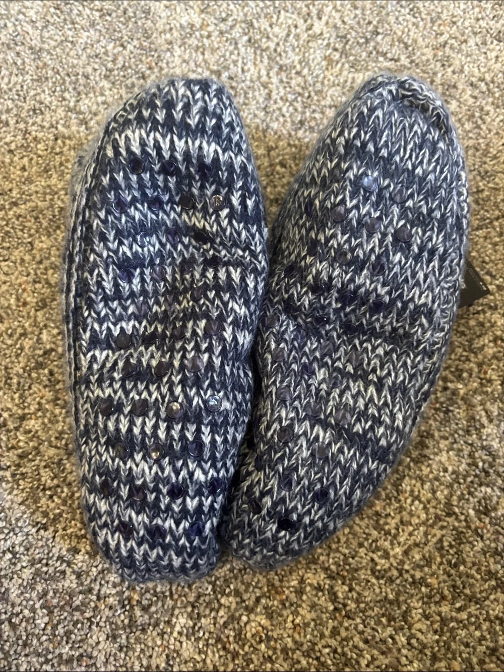 Cuddl Duds Men's Marled Navy and Gray Cozy Crew Socks